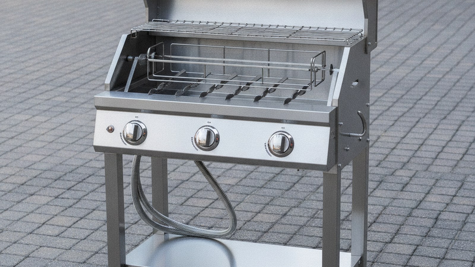 Spit braai hire — plain stainless gas spit equipment Cape Town